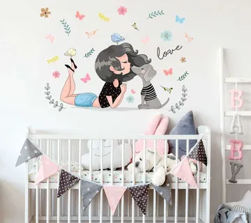 Zidna naljepnica Girl & Dog - cover