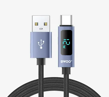BWOO USB-A na Lightning alu kabel za punjenje s LED zaslonom (3A), 1 m - cover