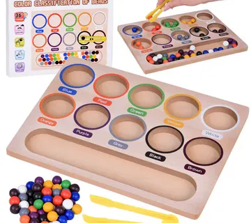Drvena edukativna slagalica - veliki set od 50 kuglica u boji + sorter! - Pribislavec