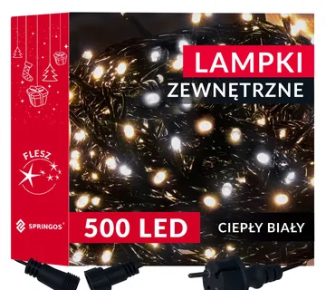 Springos set božićnih lampica Flash, 500 LED, 28,5 m, toplo bijela + flash hladno bijela - Pribislavec