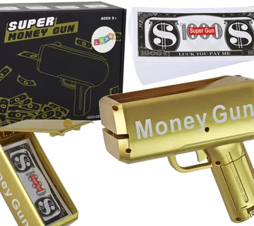 Money Gun pištolj za izbacivanje novčanica zlatni - Pribislavec