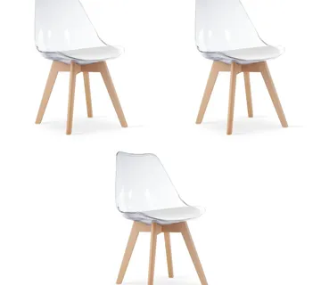 Set od 3 MARK prozirnih stolica s prirodnim nogama - Pribislavec