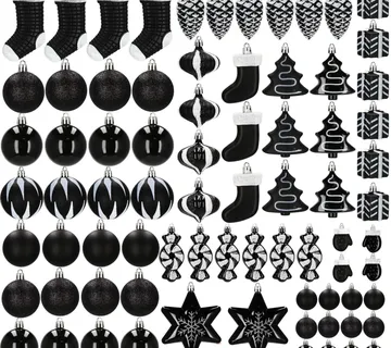 Set božićnih kuglica – 77 komada, crne - Pribislavec