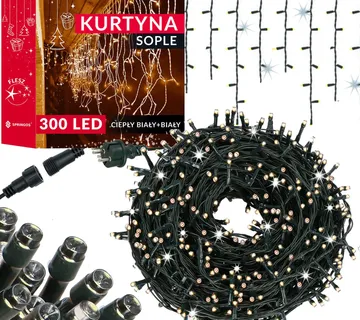 LED svjetlosna zavjesa toplo bijela + hladno bijeli bljesak 300 LED lampica - Pribislavec