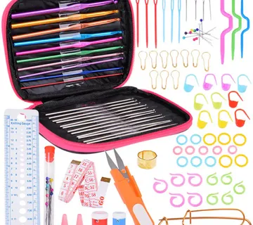 Set za heklanje, 100 komada heklalica 0,6-6,5 mm s dodatkom u torbici - Pribislavec