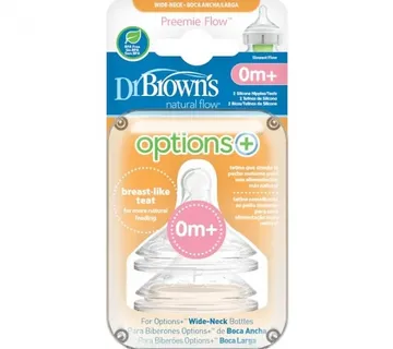 Dr. Brown’s Natural Flow® Opcije+™ Preemie Flow™ Wide-Neck Nipple pakiranje od 2 komada - Pribislavec