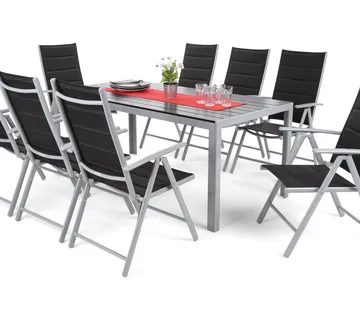 Ibiza set namještaja 185 cm srebrna / crna 8+1 - Pribislavec