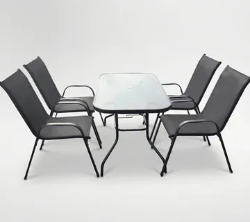 Set vrtnog namještaja - stol 120 x 70 x 70 cm + 4 stolice 91 x 54 x 70 cm - crna *6629 - Pribislavec