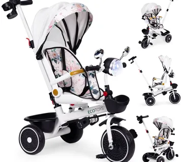 Dječji tricikl sa okretnim sjedalom, ručkom za guranje i nadstrešnicom, ECOTOYS - Pribislavec
