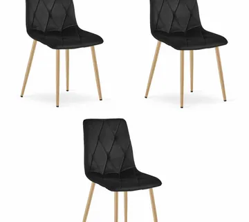 LIBRA set stolica - crni baršun / noge u boji drveta x 3 - Pribislavec