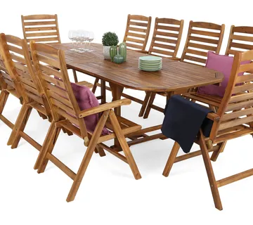 Ovalni set namještaja Acacia 165+50+50 cm 10+1 - Pribislavec