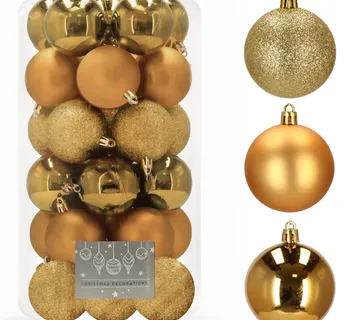 Springos set božićnih kuglica, 6 cm, 30 komada, zlatne - Pribislavec