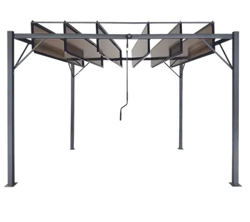 Vrtna pergola s pokretnim roletama od polikarbonata 3 x 3 m smeđa - Pribislavec