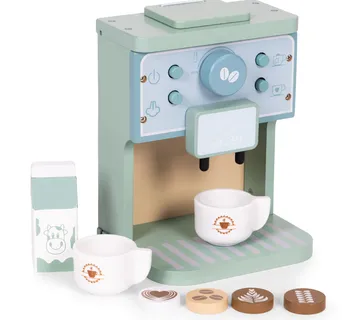 Drveni aparat za kavu za djecu, set od 8 barista, ECOTOYS - Pribislavec