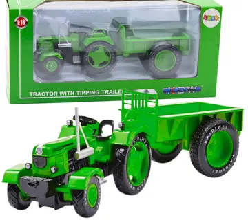 Metalni poljoprivredni traktor s prikolicom zeleni 1:18 - Pribislavec