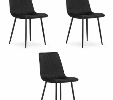Set od 3 TURIN stolca – crni baršun - Pribislavec