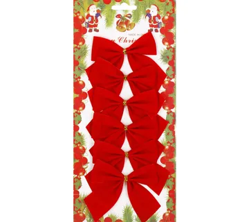 Božićne mašne 9,5 × 7,5 cm – set 6 komada crvene - Pribislavec