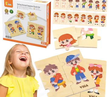 Viga edukativne drvene puzzle 28 el. - učenje oblačenja - Pribislavec