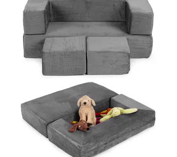 Modularna sklopiva sofa za djecu – 4 mekana jastuka, siva, ECOTOYS - Pribislavec