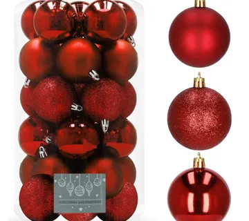 Božićne kuglice 6 cm – set od 30 komada,crvene - Pribislavec