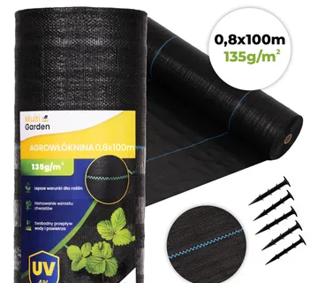 MultiGarden crna UV-otporna agrotekstilna tkanina 135 g/m² protiv korova 0,8 × 100 m, s klinovima - Pribislavec