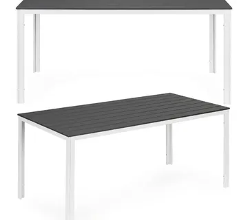 MultiGarden Vrtni stol za 6 osoba 156 × 78 cm, polywood, namještaj za terasu, sivo-bijeli - Pribislavec