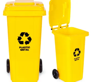 Kanta za otpad 120 L – žuta, plastika, s kotačima - Pribislavec