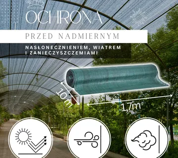 Zelena sjenila mreža 185 g/m², 1,7 × 10 m + 50 vezica - Pribislavec