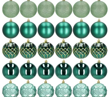 Božićne kuglice 8 cm – set 30 komada nijanse zelene, zlatne - Pribislavec