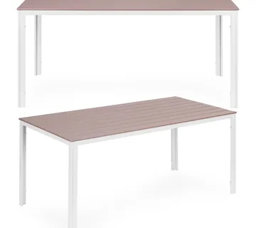 MultiGarden Vrtni stol za 6 osoba 156 × 78 cm, polywood, vrtni namještaj, bež-bijeli - Pribislavec