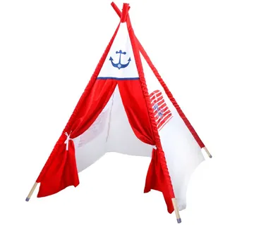 Tipi indijanski šator - crveno-bijeli sa sidrom - Pribislavec