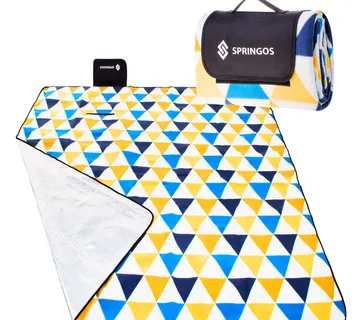 Deka za piknik 200 x 200 cm žuto plavi trokuti - Pribislavec