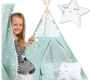 Nukido Teepee šator za djecu s svjetlima - boja mente - Pribislavec