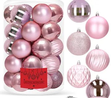 Božićne kuglice 8 cm – set od 30 komada, ružičasta - Pribislavec