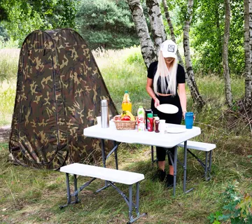Set za catering stol + klupe 105 x 65 x 69 cm bijeli - Pribislavec