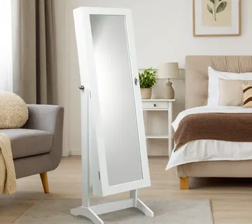 Ormarić za nakit s ogledalom bijeli "grand" 41,5 x 36,5 x 147 cm - Pribislavec