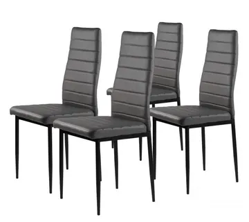 Set od 4 stolice za dnevni boravak i blagovaonicu s eko kožom, ergonomskim naslonom, siva - Pribislavec