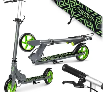 Ricokids romobil za djecu Kodi, PU kotači, crno zeleni - Pribislavec