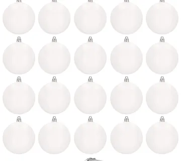 Božićne kuglice 8 cm – set od 20 komada, nijansa bijele - Pribislavec