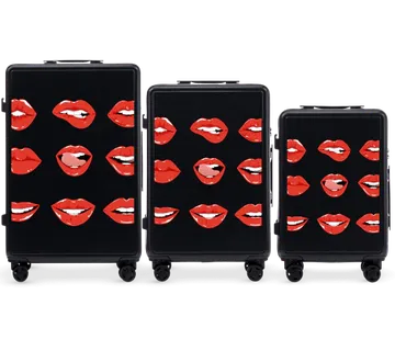 Wings komplet 3 kofera ABS+, crna „Usne” (custom dizajn) - Pribislavec