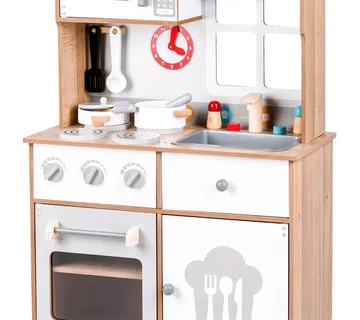 Ecotoys drvena velika kuhinja za djecu - bijela + dodaci - Pribislavec