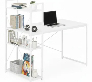 ModernHome uredski stol 120 × 60 cm s policom i 3 police – bijeli - Pribislavec