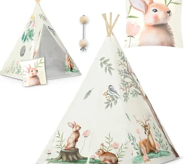 Nukido Teepee šator za djecu bež životinje - Pribislavec