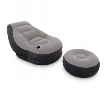 INTEX fotelja na napuhavanje s tabureom sivi - Pribislavec