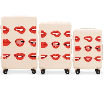 Wings komplet 3 kofera ABS+, prljavo bijela „Usne” (custom dizajn) - Pribislavec