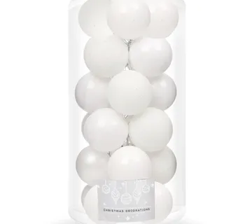 Božićne kuglice 4 cm – set od 20 komada bijele - Pribislavec