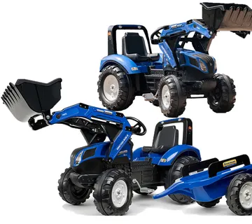 Falk traktor na pedale s prikolicom New Holland - plavi 3+ - Pribislavec