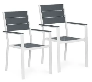 MultiGarden Set od 2 vrtne stolice za terasu ili balkon, HDPE i čelik, sivo-bijele - Pribislavec