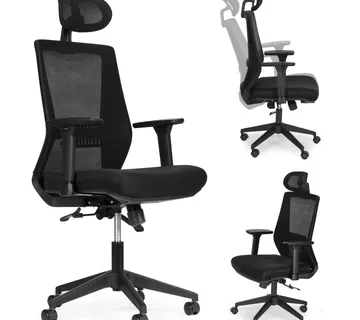 ModernHome ergonomska uredska stolica s okretnim mehanizmom i podesivom visinom – crna - Pribislavec