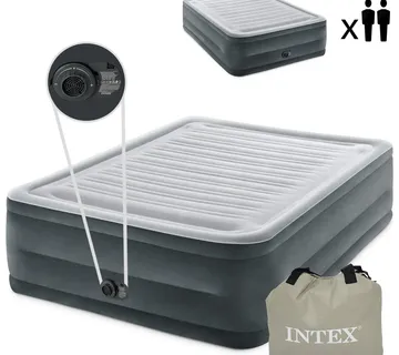 INTEX veliki madrac na napuhavanje s električnom pumpom 203 x 152cm sivi - Pribislavec
